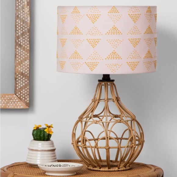 Opalhouse Accents Opalhouse Rattan Table Lamp Pink Shade Poshmark